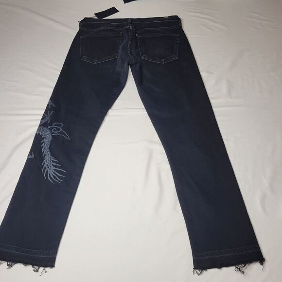 Rare NEW 27 x 28 CoH GRAY BLACK EMBROIDERED DRAGON RAW SLIM BOYFRIEND JEANS NWT - Picture 6 of 16